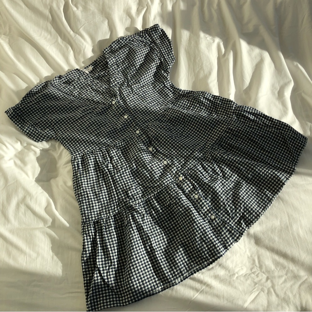 Madewell Blue Gingham Babydoll Dress